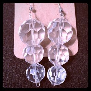 Clear Glass Bead Dangle Earrings